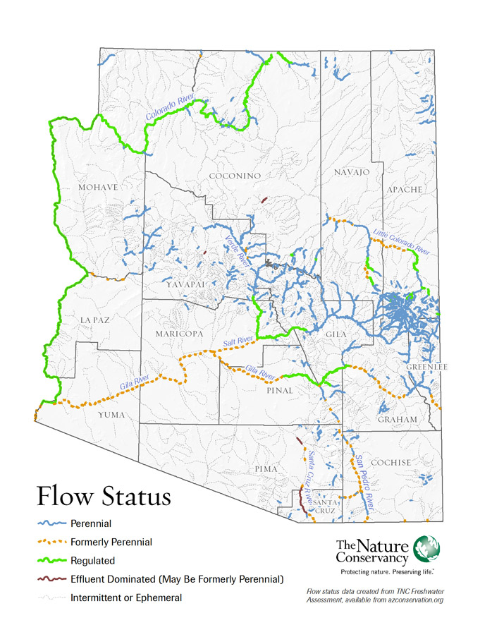 map of arizona rivers. Arizona Rivers Flow Status map